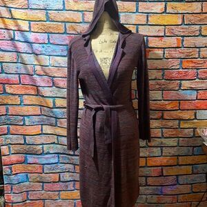 CENY Multicolored Cardigan with Hood & Tie